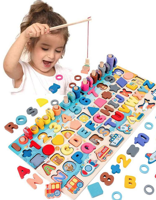 Load image into Gallery viewer, Montessori Educational Wooden Toys for Kids Montessori Toys Board Math Fishing  Montessori Toys Educational for 1 2 3 Years Old
