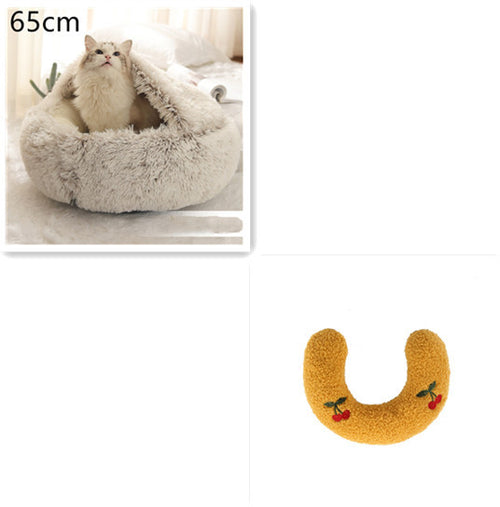 Load image into Gallery viewer, 2 In 1 Dog And Cat Bed Pet Winter Bed Round Plush Warm Bed House Soft Long Plush Pets Bed
