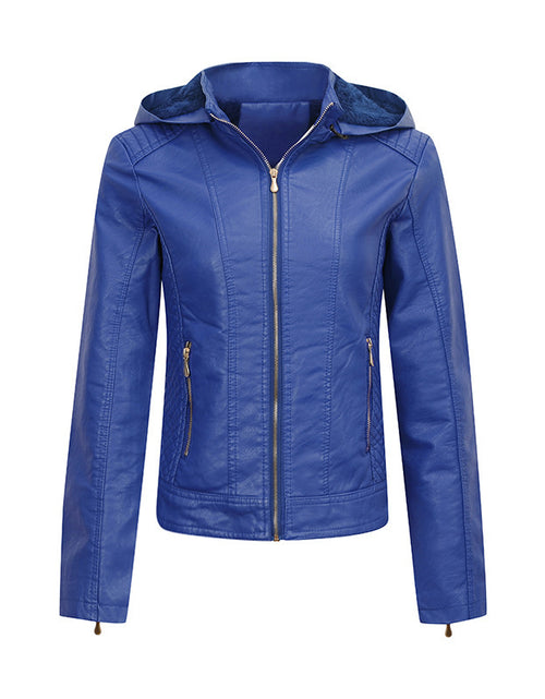 Load image into Gallery viewer, Women&#39;s Clothing Fleece-lined Thickened Leather Coat Hooded
