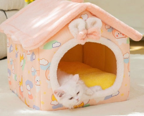 Load image into Gallery viewer, Foldable Dog House Pet Cat Bed Winter Dog Villa Sleep Kennel Removable Nest Warm Enclosed Cave Sofa Pets Supplies
