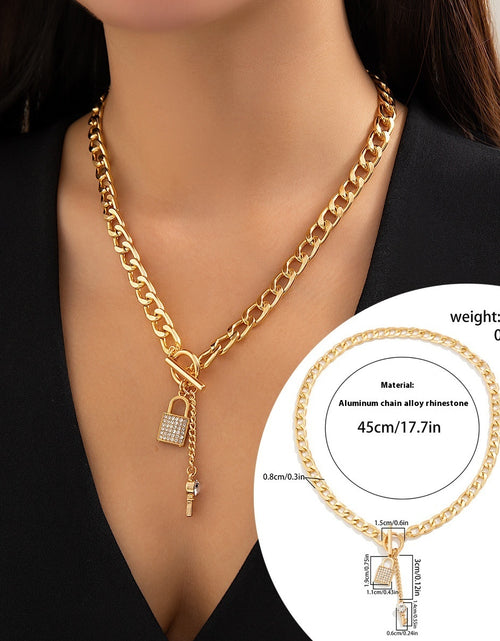 Load image into Gallery viewer, Thick Chain With Shiny Lock And Key Pendant Necklace For Women Trendy Ladies Accessories On The Neck Fashion Jewelry Female
