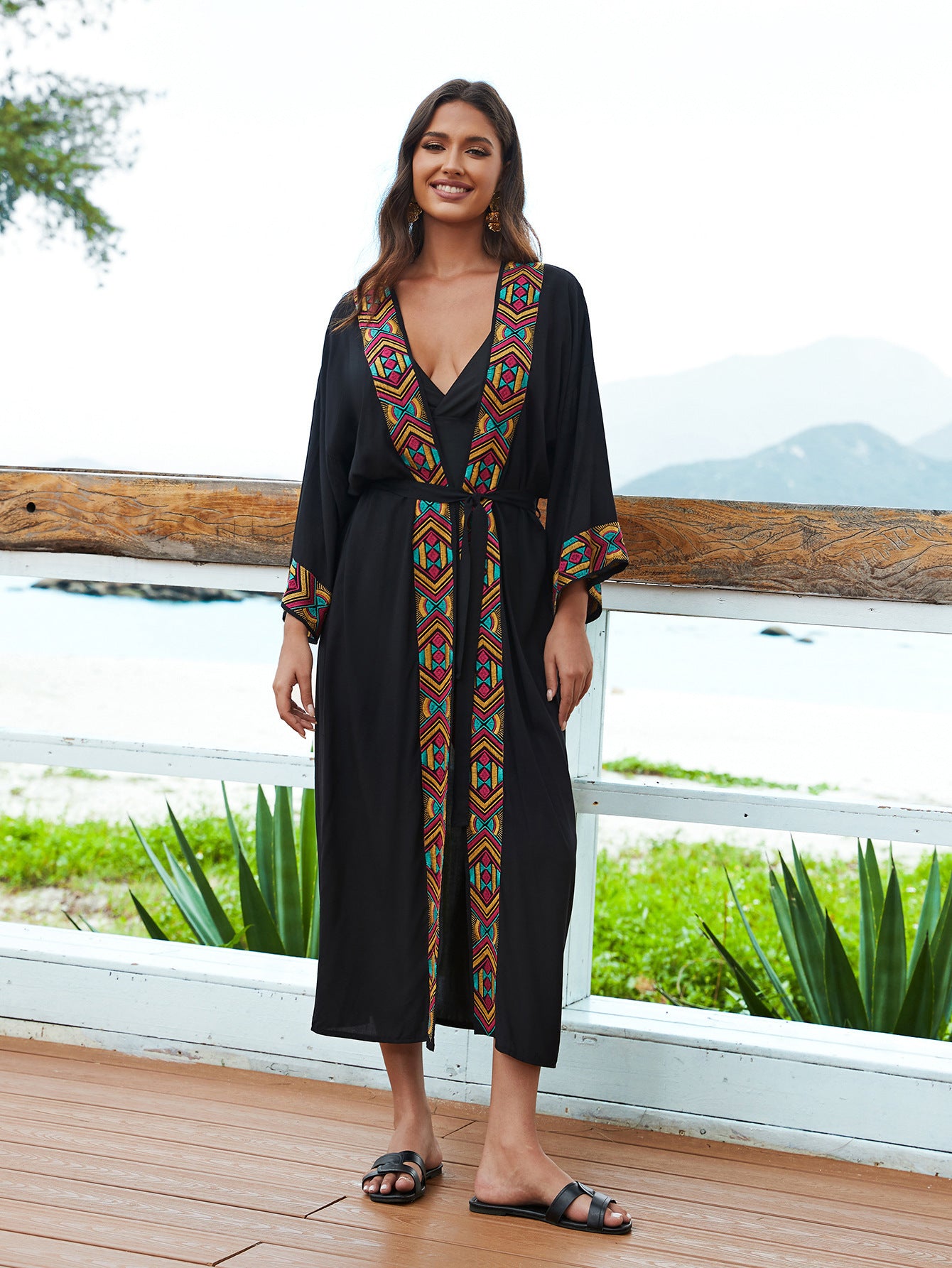 Women's Fashion Rayon Embroidered Long Sun Protection Cardigan