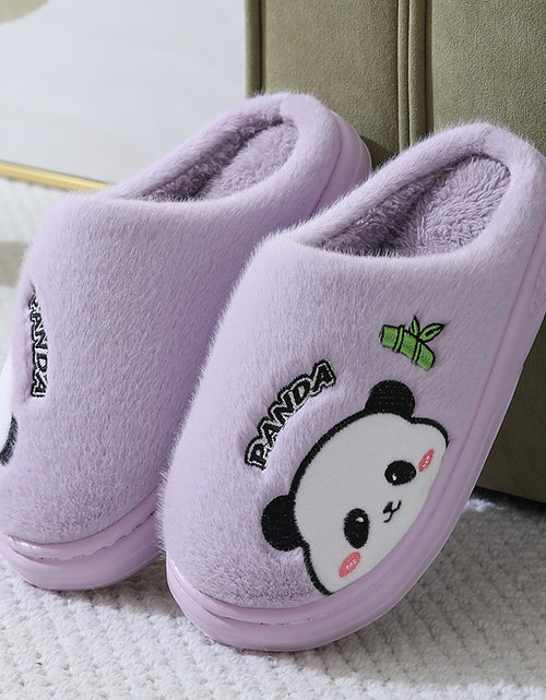 Load image into Gallery viewer, Cute Cartoon Panda Slippers Home Winter Warm Thick-soled Floor Bedroom Slipper Couples House Shoes
