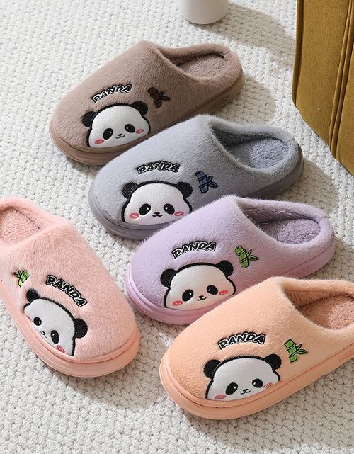 Load image into Gallery viewer, Cute Cartoon Panda Slippers Home Winter Warm Thick-soled Floor Bedroom Slipper Couples House Shoes
