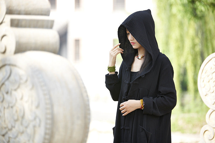 Retro Hooded National Style Cloak Robe Overcoat Coat