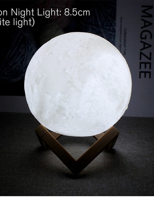 Load image into Gallery viewer, 8Cm Moon Lamp LED Night Light Battery Powered with Stand Starry Lamp Bedroom Decor Night Lights Kids Gift Moon Lamp
