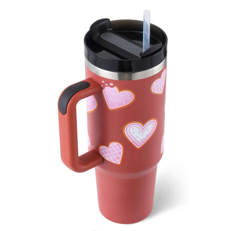 Load image into Gallery viewer, 40 Oz Tumbler With Handle Straw Insulated, Stainless Steel Spill Proof Vacuum Coffee Cup Tumbler With Lid Tapered Mug Gifts For Valentine Lover Suitable For Car Gym Office Travel
