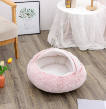 Load image into Gallery viewer, 2 In 1 Dog And Cat Bed Pet Winter Bed Round Plush Warm Bed House Soft Long Plush Pets Bed
