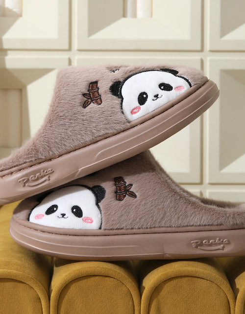 Load image into Gallery viewer, Cute Cartoon Panda Slippers Home Winter Warm Thick-soled Floor Bedroom Slipper Couples House Shoes
