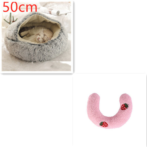 Load image into Gallery viewer, 2 In 1 Dog And Cat Bed Pet Winter Bed Round Plush Warm Bed House Soft Long Plush Pets Bed
