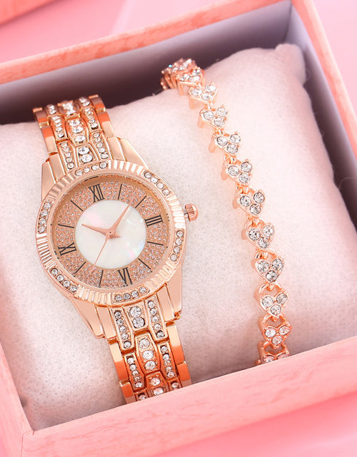 Load image into Gallery viewer, Diamond-embedded Luxury Starry Sky Shell Surface Women&#39;s Fashion All-match Elegant Bracelet Set Quartz Watch
