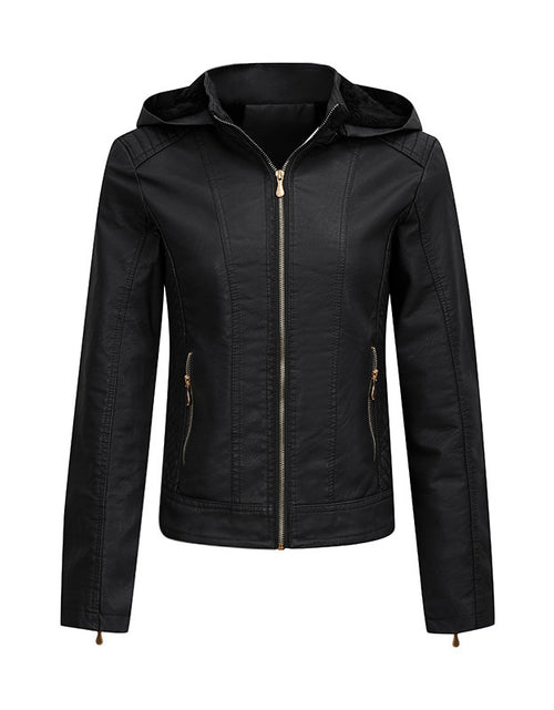 Load image into Gallery viewer, Women&#39;s Clothing Fleece-lined Thickened Leather Coat Hooded
