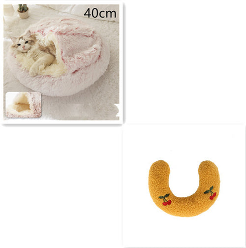 Load image into Gallery viewer, 2 In 1 Dog And Cat Bed Pet Winter Bed Round Plush Warm Bed House Soft Long Plush Pets Bed
