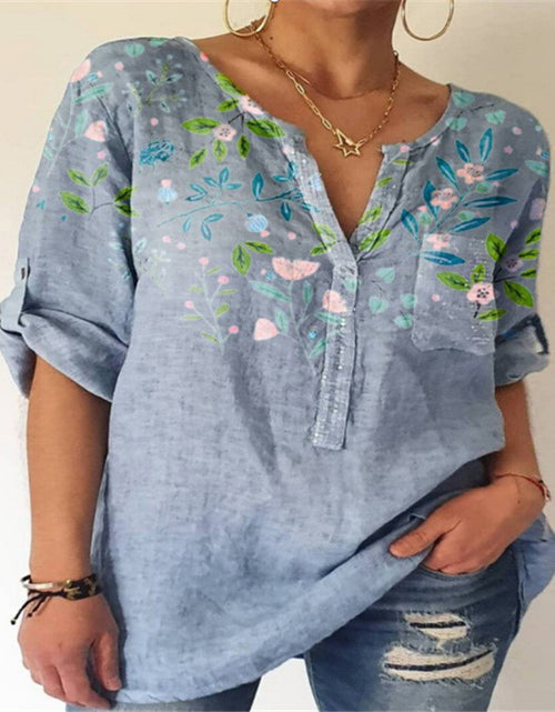 Load image into Gallery viewer, Women&#39;s Fashion Loose Printed V-neck Top
