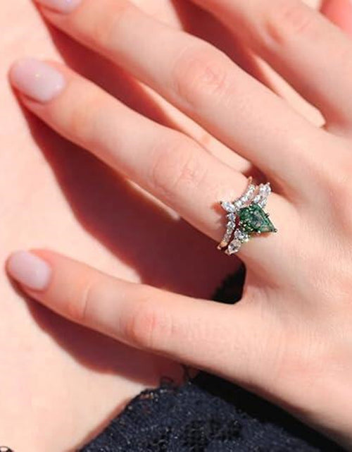 Load image into Gallery viewer, 2pcs Fashion Rings Natural Green Moss Stone Agate Ring For Women Personalized Jewelry
