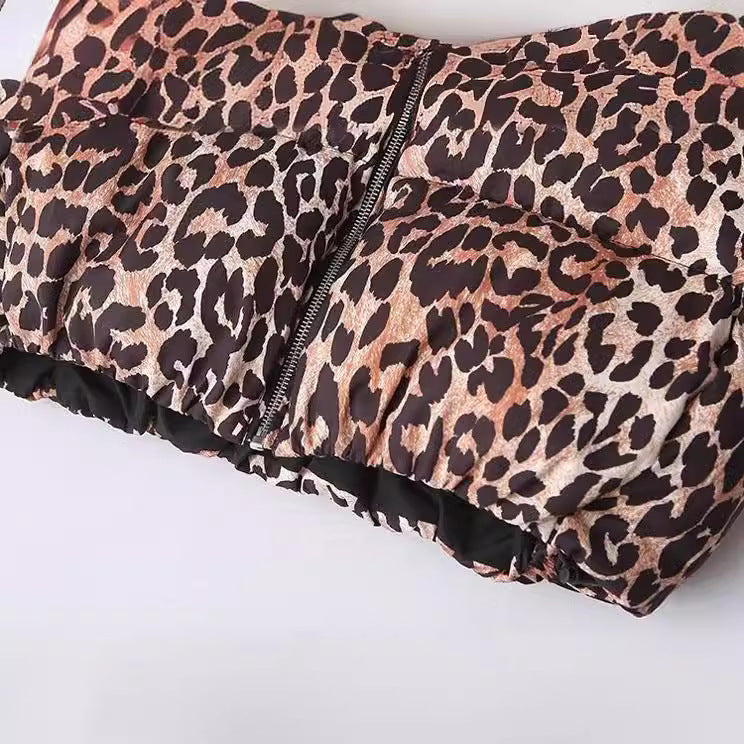 Women's European And American Leopard-print Padded Loose Cotton-padded Jacket