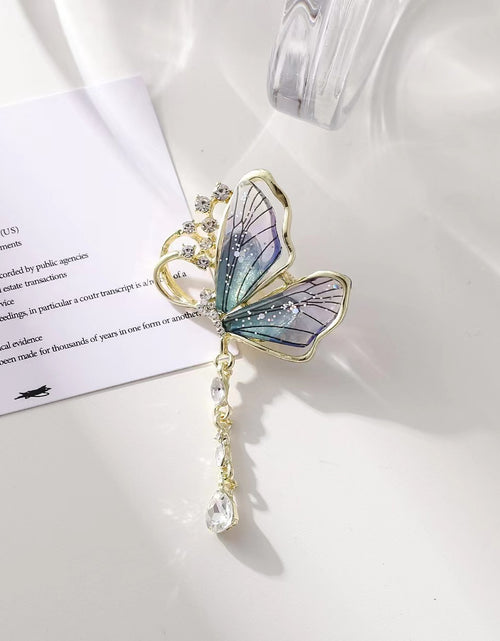 Load image into Gallery viewer, Exquisite Translucent Butterfly Tassel Brooch
