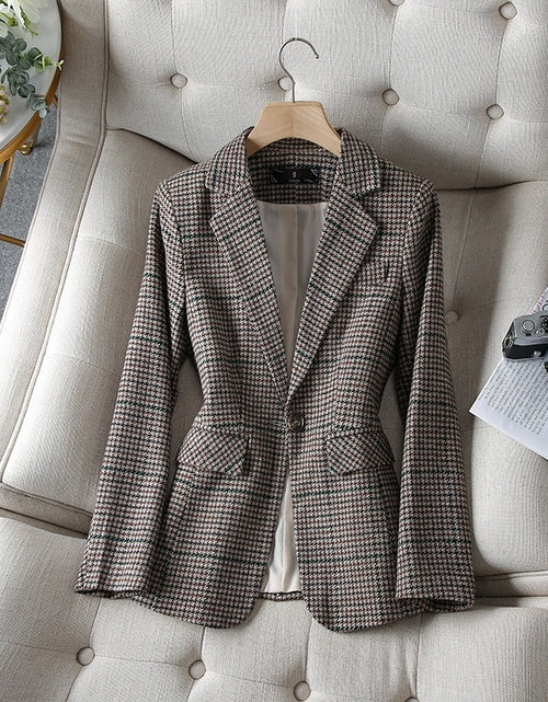 Load image into Gallery viewer, Women&#39;s New Fashion Casual Houndstooth Suit Jacket
