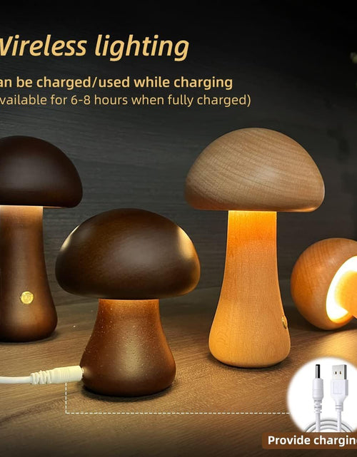 Load image into Gallery viewer, INS Wooden Cute Mushroom LED Night Light With Touch Switch  Bedside Table Lamp For Bedroom Childrens Room Sleeping Night Lamps Home Decor
