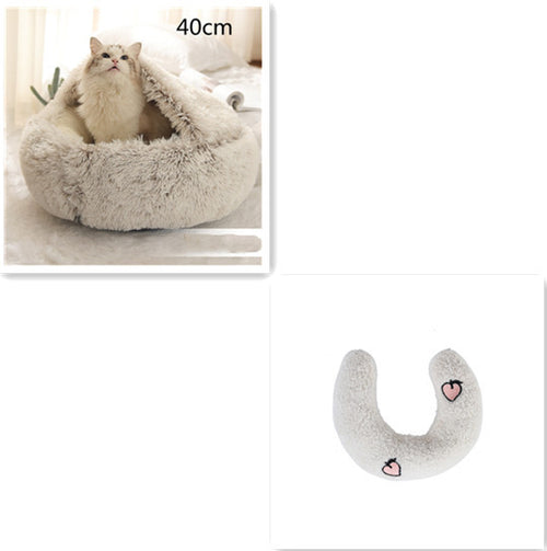 Load image into Gallery viewer, 2 In 1 Dog And Cat Bed Pet Winter Bed Round Plush Warm Bed House Soft Long Plush Pets Bed
