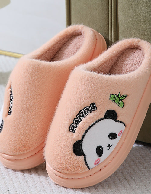 Load image into Gallery viewer, Cute Cartoon Panda Slippers Home Winter Warm Thick-soled Floor Bedroom Slipper Couples House Shoes
