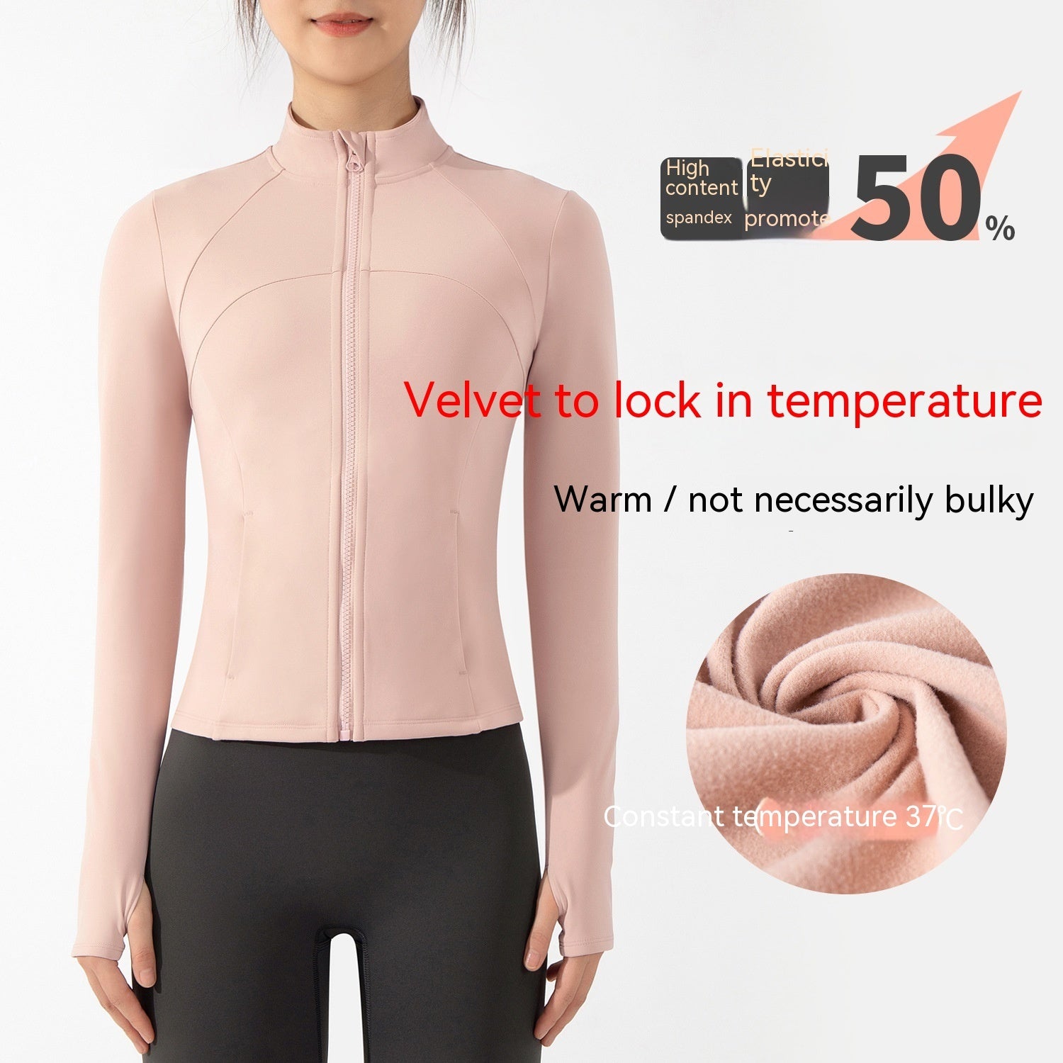 New Yoga Wear Women's Fleece-lined Stand Collar Outdoor Thin Exercise Workout Top