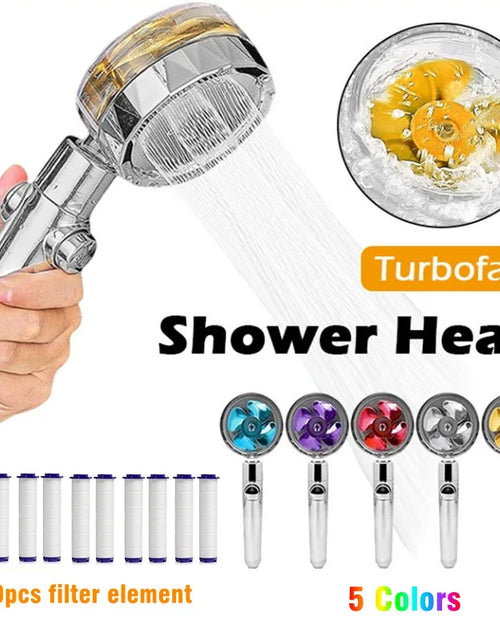 Load image into Gallery viewer, 360 Degrees Rotation Turbo Fan Shower Head High Pressure Water Saving Spray Adjustable Showerhead Filters Bathroom Accessories
