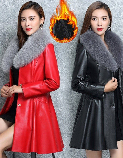 Load image into Gallery viewer, Women&#39;s Faux Fox Fur Collar Fur Coat
