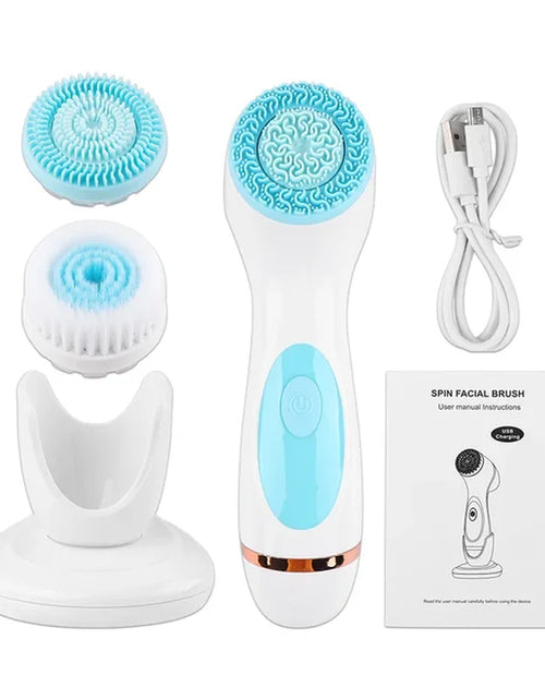 Load image into Gallery viewer, 3 in 1 Electric Cleansing Brush Ultrasonic Facial Cleaner Face Massagers Sonic Rotating Cleansing Brush Face Deep Cleansing Tool
