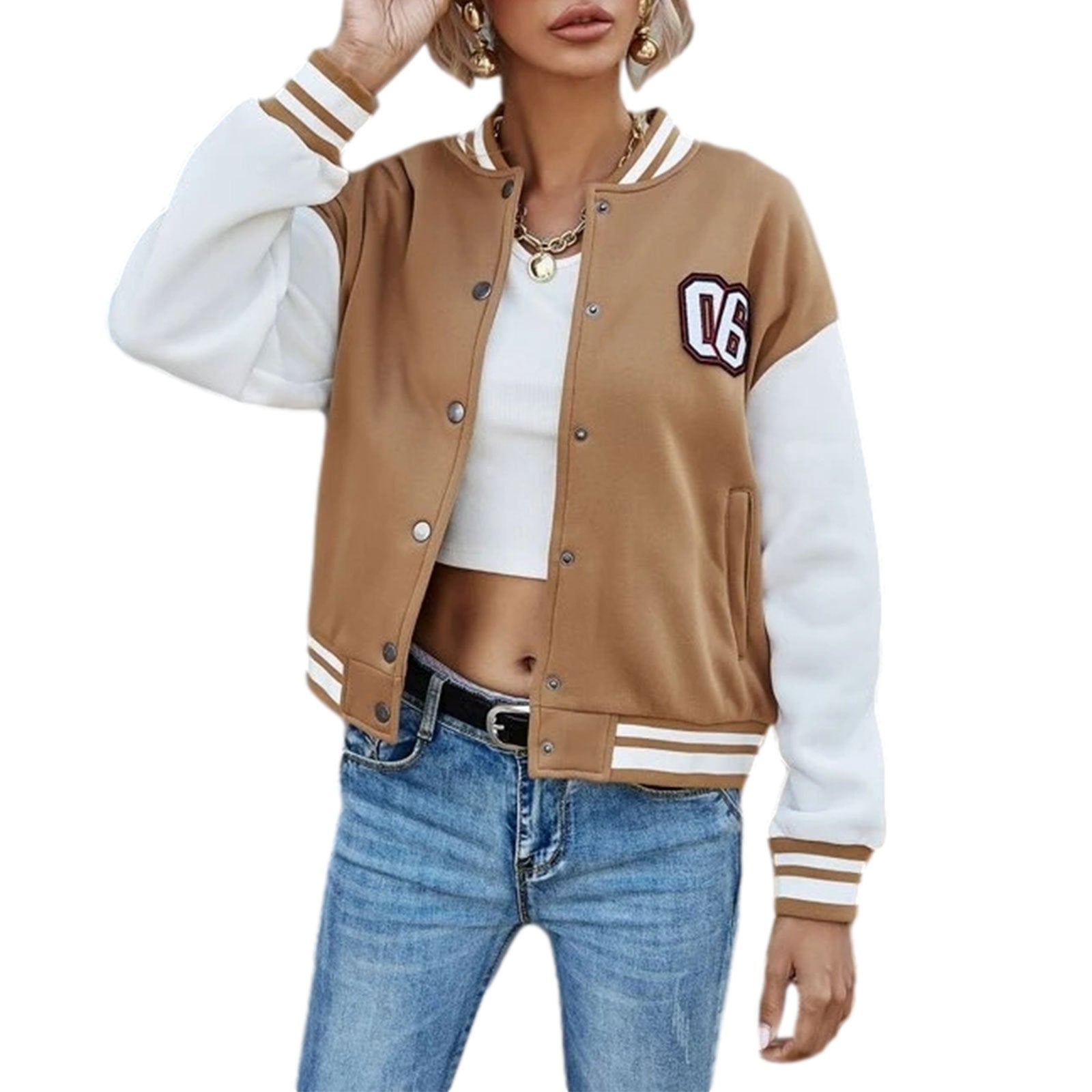 Retro Patchwork Leather Sleeve Baseball Jacket