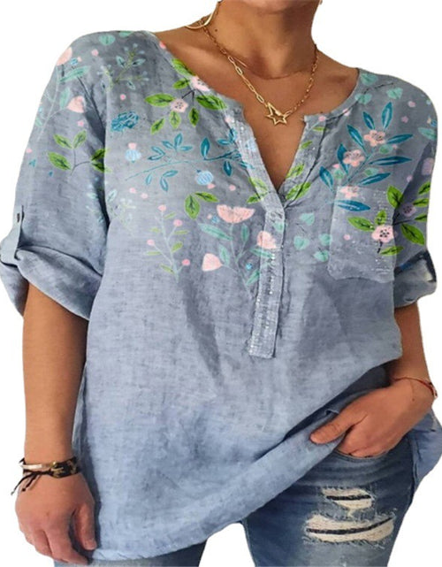 Load image into Gallery viewer, Women&#39;s Fashion Loose Printed V-neck Top
