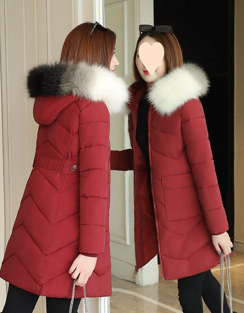 Load image into Gallery viewer, Windproof And Warm Large Fur Collar Thickened Versatile Cotton Jacket For Women
