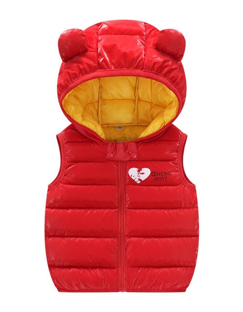 Load image into Gallery viewer, Children Warm Down Vest Autumn Baby Boys Girls Sleeveless Waistcoat Kids Outerwear Vests Children Hooded Jackets
