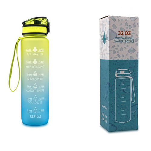 Load image into Gallery viewer, 1L Tritan Water Bottle With Time Marker Bounce Cover Motivational Water Bottle Cycling Leakproof Cup For Sports Fitness Bottles
