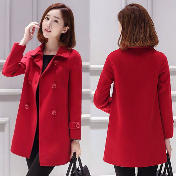 Wool Mid-length Korean Style Slim Fit Slimming And Fashionable Woolen Women's Overcoat