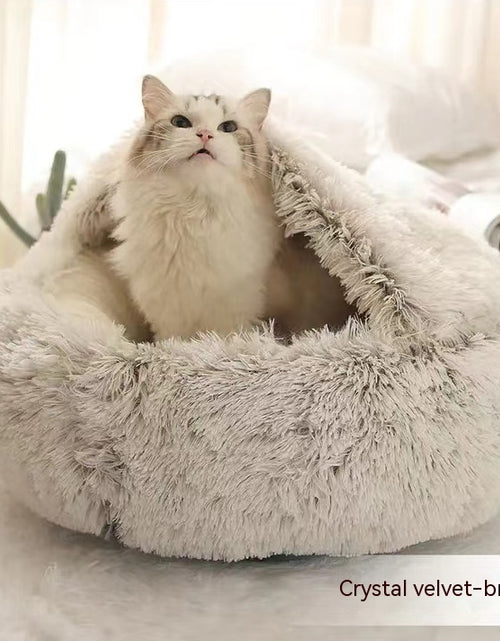 Load image into Gallery viewer, 2 In 1 Dog And Cat Bed Pet Winter Bed Round Plush Warm Bed House Soft Long Plush Pets Bed
