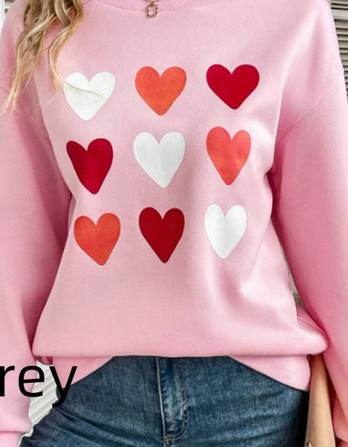 Load image into Gallery viewer, 3 Rows Of Heart-shaped Color Pattern Printed Sweater
