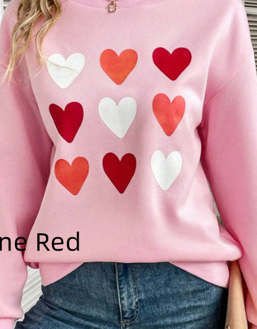 Load image into Gallery viewer, 3 Rows Of Heart-shaped Color Pattern Printed Sweater
