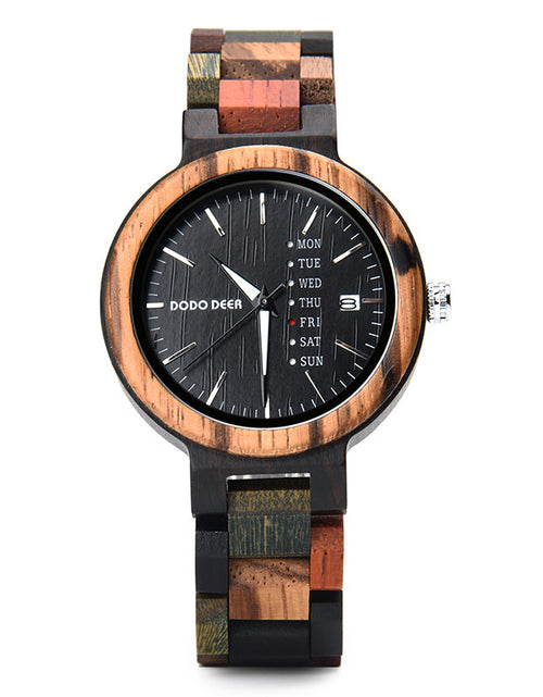 Load image into Gallery viewer, Wood Couple&#39;s European And American Style Calendar Watch
