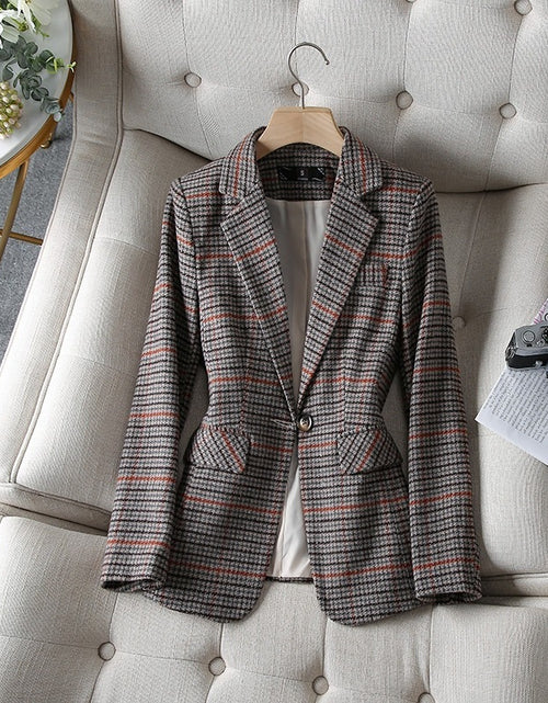 Load image into Gallery viewer, Women&#39;s New Fashion Casual Houndstooth Suit Jacket
