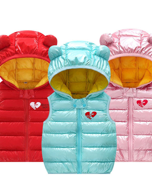 Load image into Gallery viewer, Children Warm Down Vest Autumn Baby Boys Girls Sleeveless Waistcoat Kids Outerwear Vests Children Hooded Jackets
