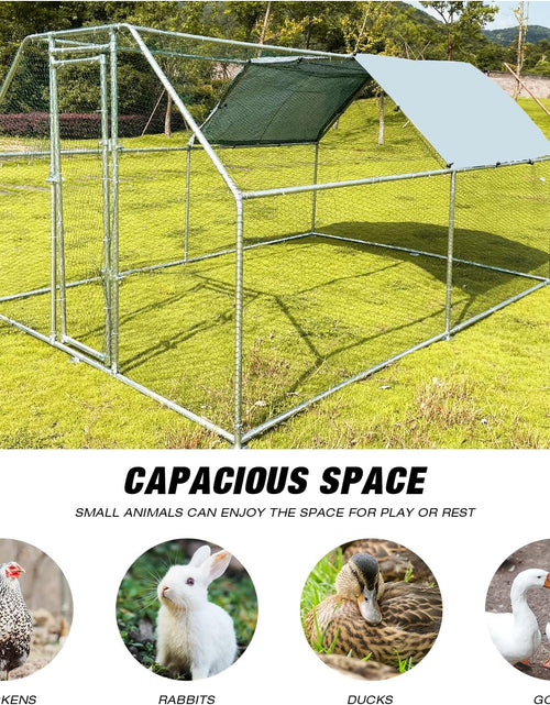 Load image into Gallery viewer, Large Metal Chicken Coop Walk-In Poultry Cage Chicken Run Chicken Pen Flat Roofed Cage with Waterproof and Anti-Ultraviolet Cover for Yard (9.2&#39; L X 12.5&#39; W X 6.4&#39; H)
