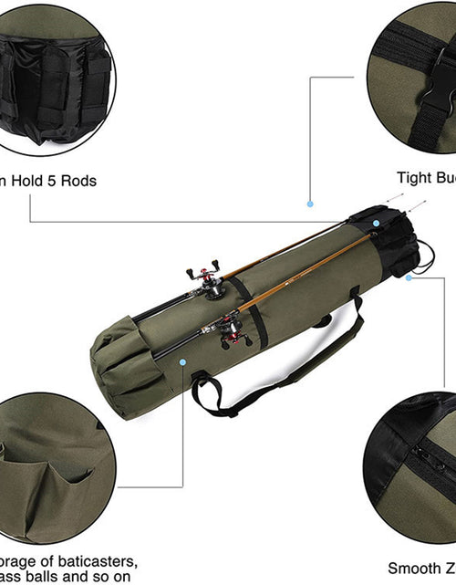 Load image into Gallery viewer, Cylinder Outdoor Fishing Bag Multifunctional Fishing Rod Bag Sea Rod Fishing Gear Storage Bag
