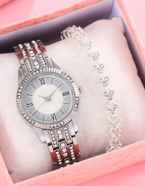 Load image into Gallery viewer, Diamond-embedded Luxury Starry Sky Shell Surface Women&#39;s Fashion All-match Elegant Bracelet Set Quartz Watch
