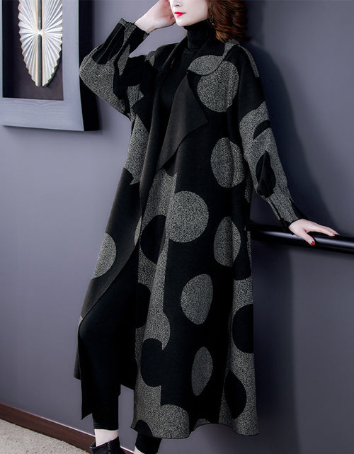 Load image into Gallery viewer, Loose Slimming Mid-length Large Lapel Polka Dot Coat For Women
