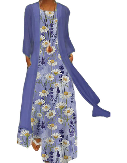 Load image into Gallery viewer, Printed Dress Plus Cardigan Two Pieces
