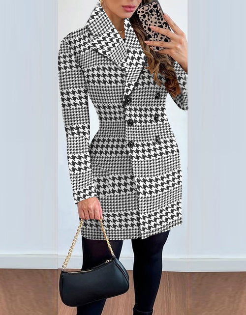 Load image into Gallery viewer, Women&#39;s Long-sleeved Double-breasted Suit Collar Printed Coat
