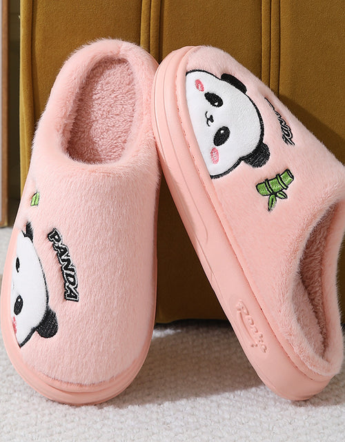 Load image into Gallery viewer, Cute Cartoon Panda Slippers Home Winter Warm Thick-soled Floor Bedroom Slipper Couples House Shoes
