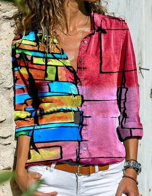 Load image into Gallery viewer, Women&#39;s Printed Geometric Shirt Without Chest Pocket
