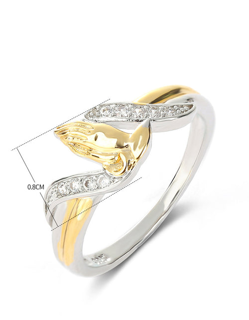 Load image into Gallery viewer, Creative Hands Prayer Color Separation Ring European And American Plated 18K
